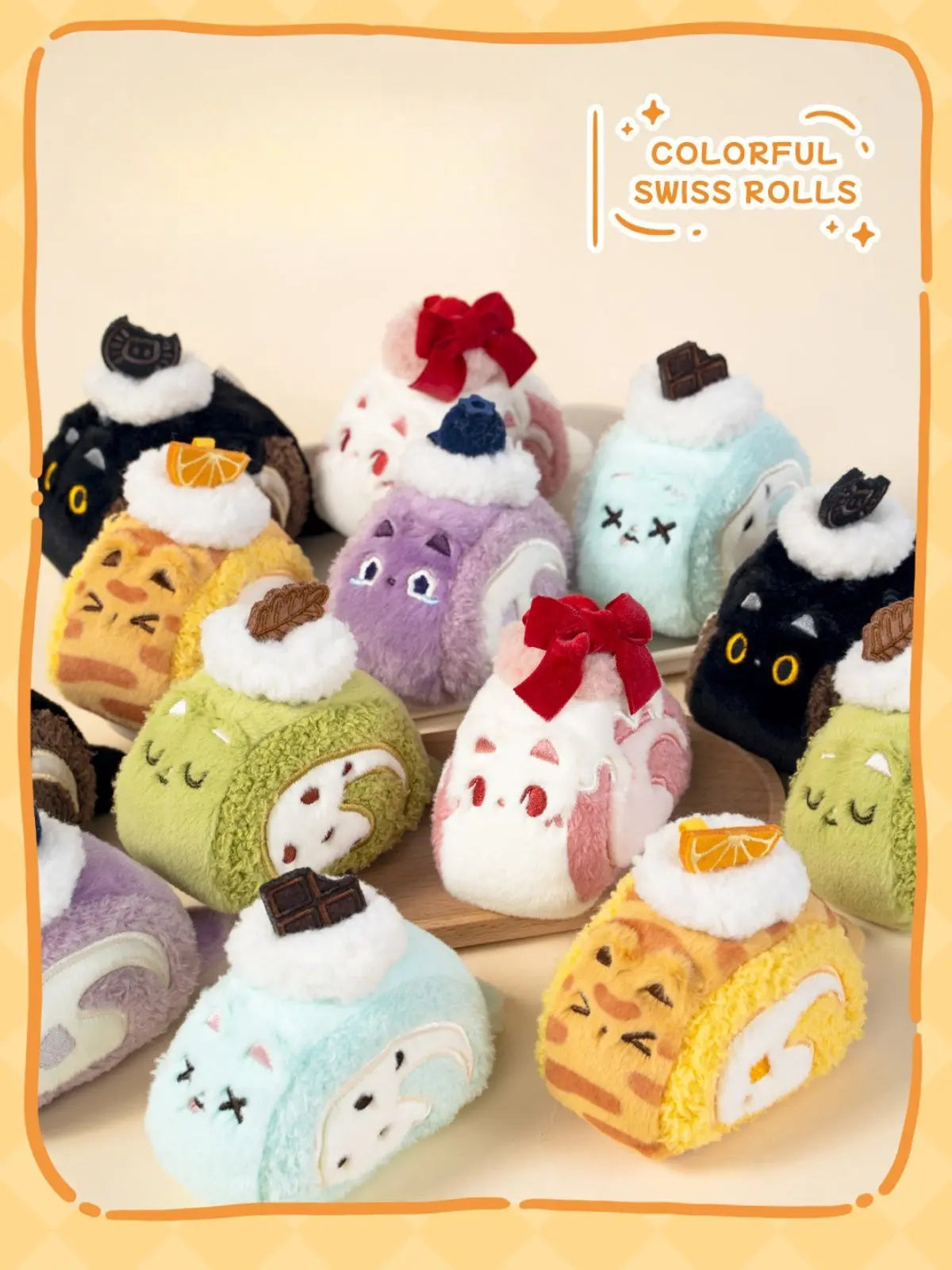 Original Plush Creamy Kitty Cake Rolls Charm - ChicChoi