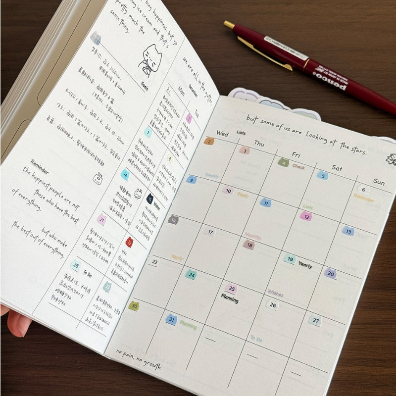 Undated Yearly Comic Cat B6 Bullet Journal Planner