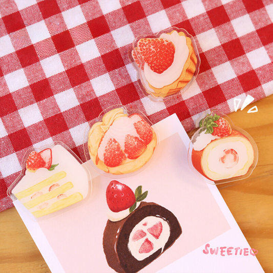 Cute Acrylic Clip Strawberry Dessert Message Clip