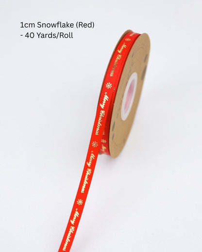Festive Gold-Stamped Christmas Ribbon