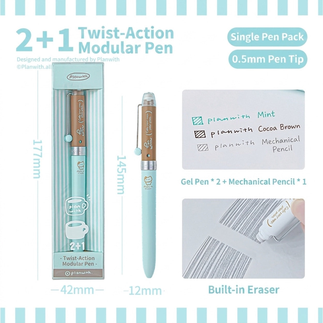 2+1 Twist-Action 0.5mm Modular Multifunction Pen