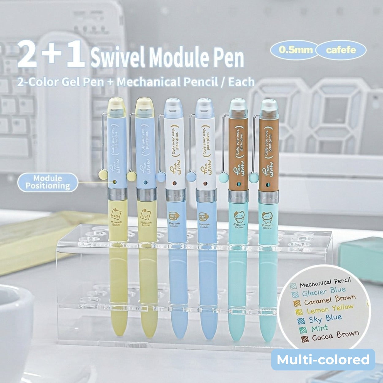 2+1 Twist-Action 0.5mm Modular Multifunction Pen