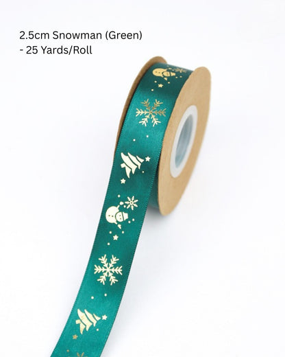 Festive Gold-Stamped Christmas Ribbon