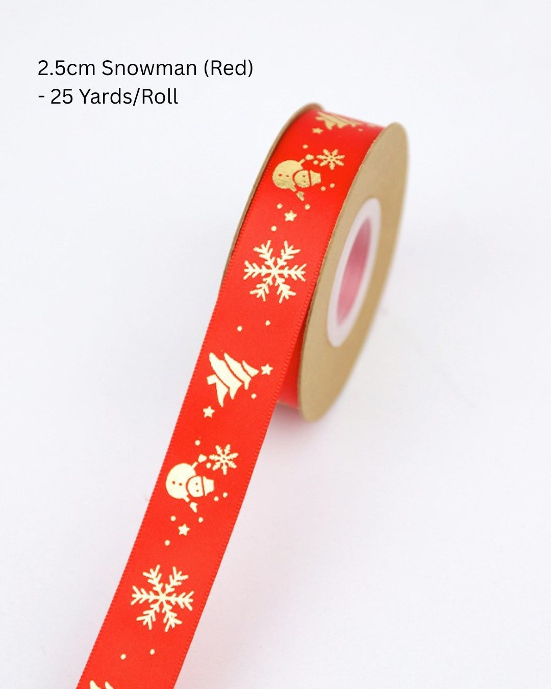 Festive Gold-Stamped Christmas Ribbon