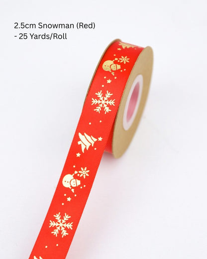 Festive Gold-Stamped Christmas Ribbon
