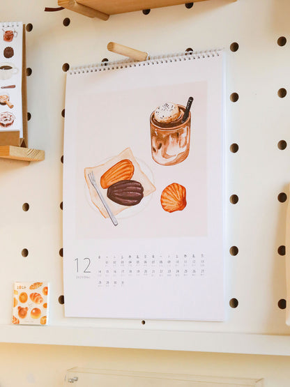 2025 Wall Calendar, Coffee Bread Original Illustration