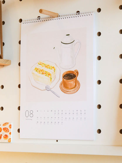 2025 Wall Calendar, Coffee Bread Original Illustration