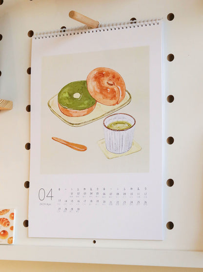 2025 Wall Calendar, Coffee Bread Original Illustration