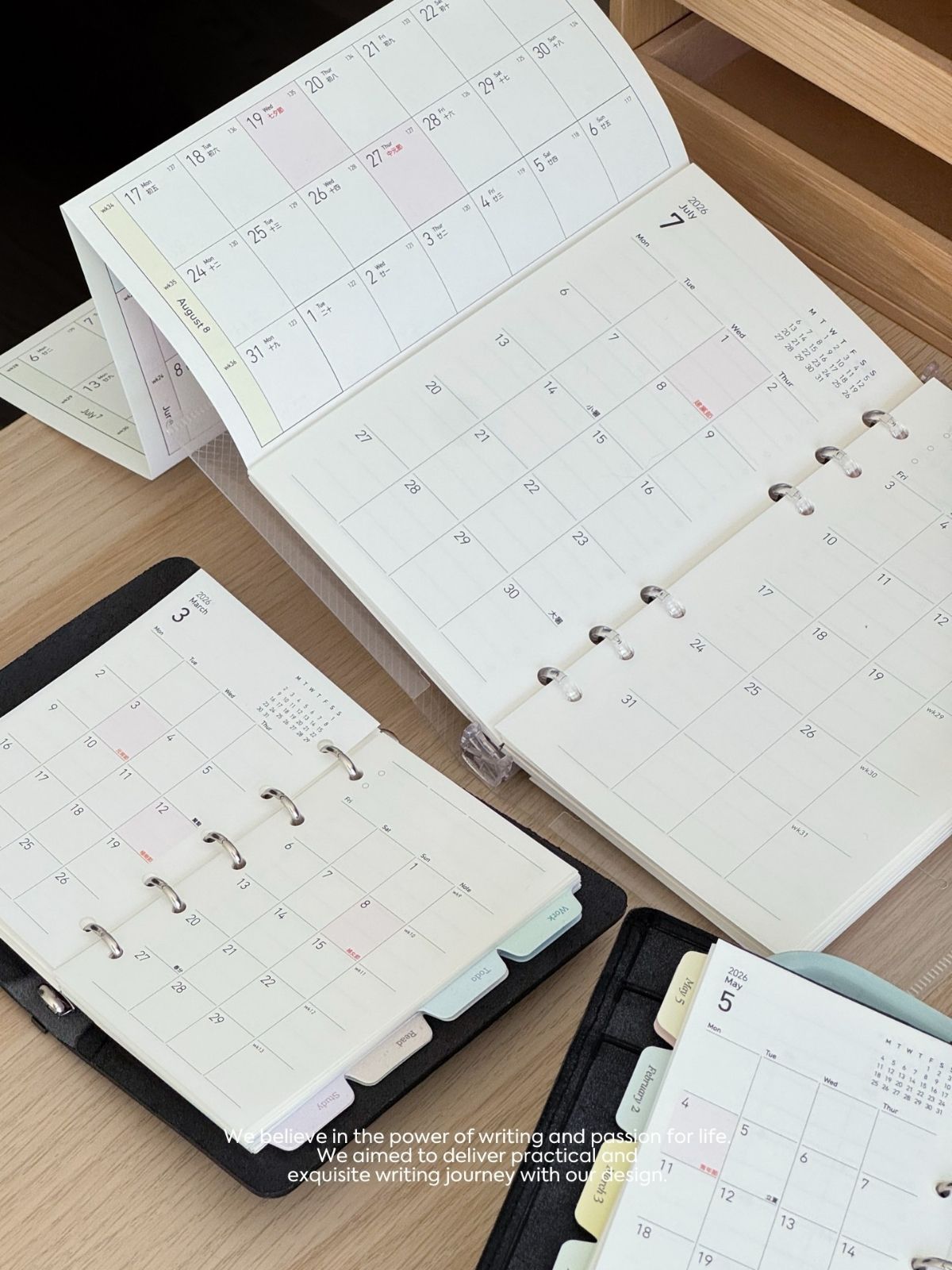 2026 Monthly Planner Loose-Leaf Inner Core – M5/A7/A6per