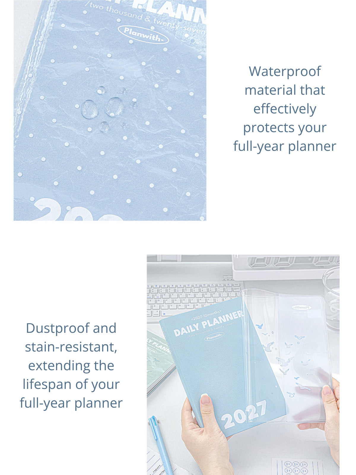 2027 Clear PVC Protective Planner Cover