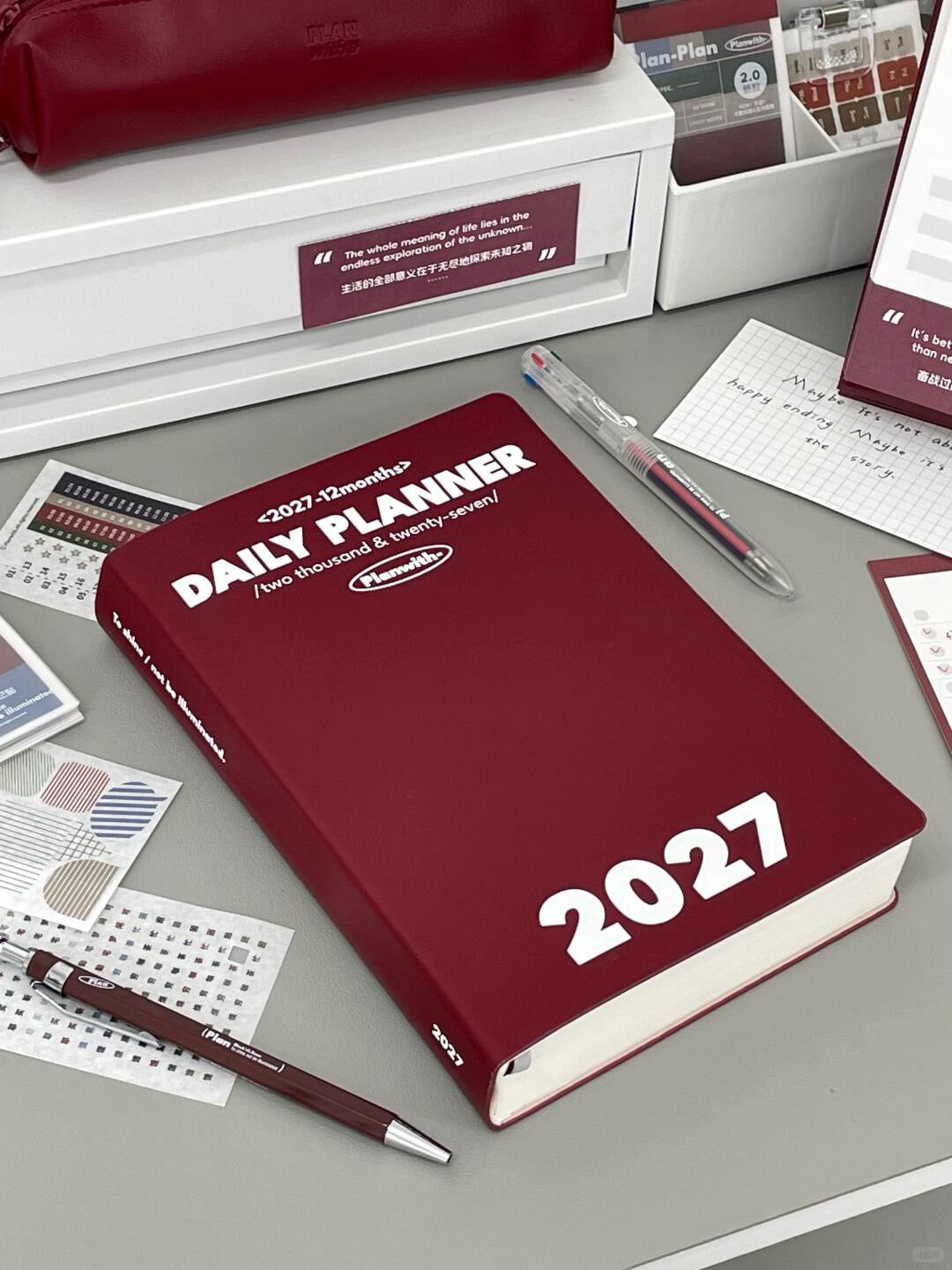 2027 Resolution Planner Gift Set in Bordeaux