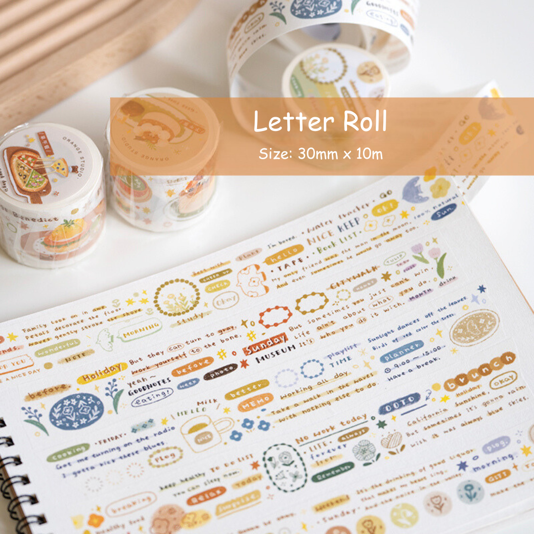 Original Letter Breakfast Afternoon Tea Washi Tape with Special ink