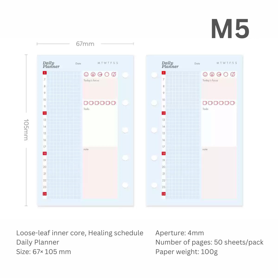 Loose-leaf A7/M5 Paper Refill  Original Design Function Schedule Plan