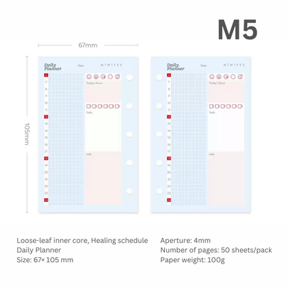 Loose-leaf A7/M5 Paper Refill  Original Design Function Schedule Plan