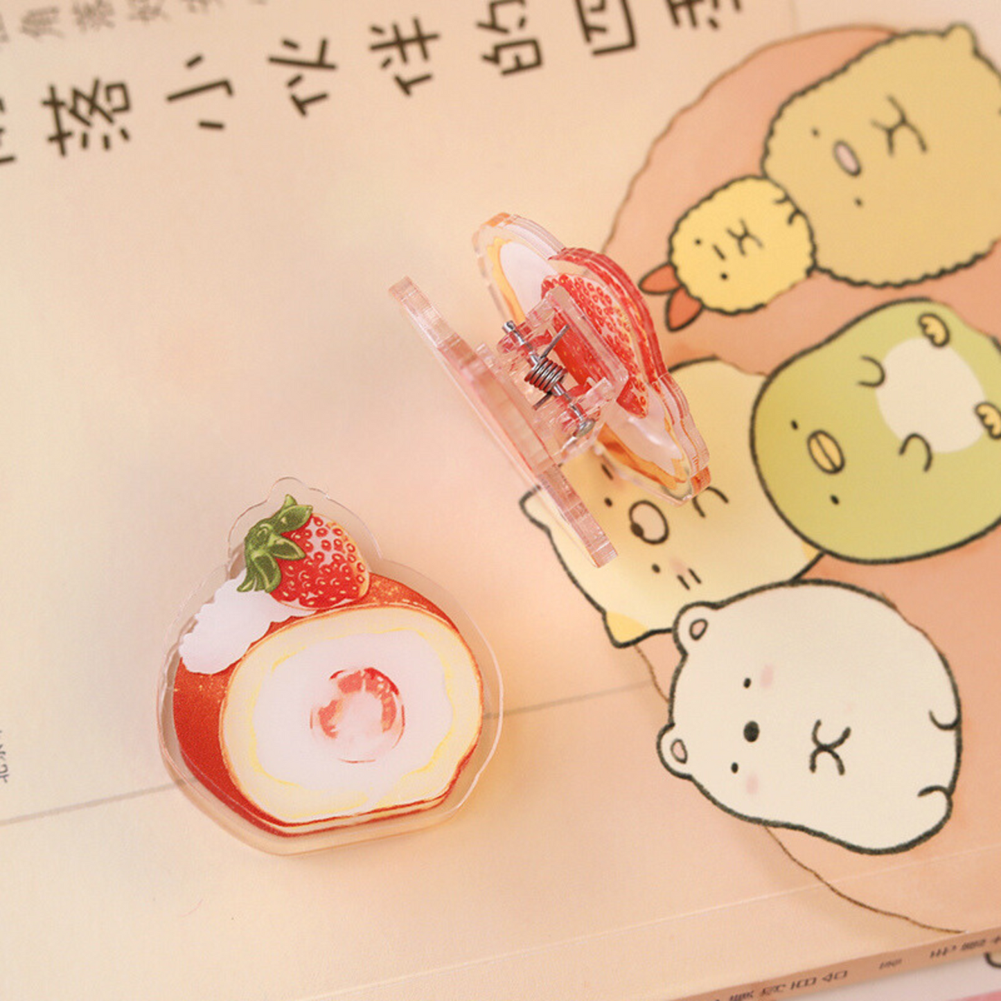 Cute Acrylic Clip Strawberry Dessert Message Clip