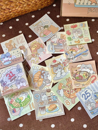 31-Day Gourmet Food Date Stickers Memo Pad