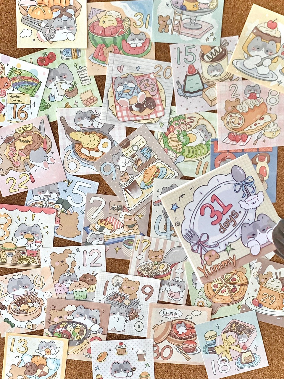 31-Day Gourmet Food Date Stickers Memo Pad