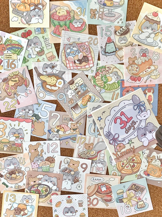 31-Day Gourmet Food Date Stickers Memo Pad