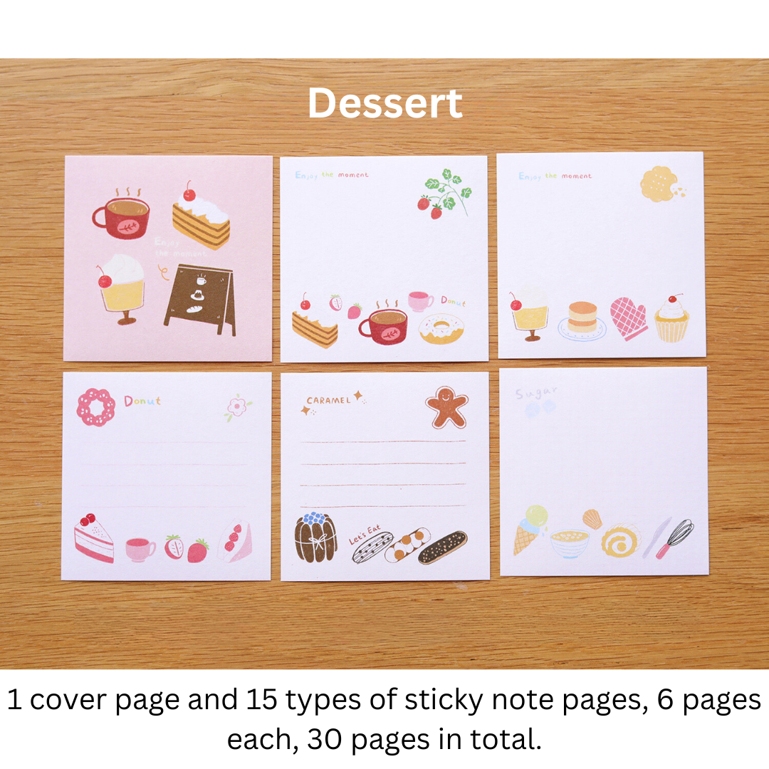 Coffee/Dessert/Bread Hand-Painted Mini Notepads