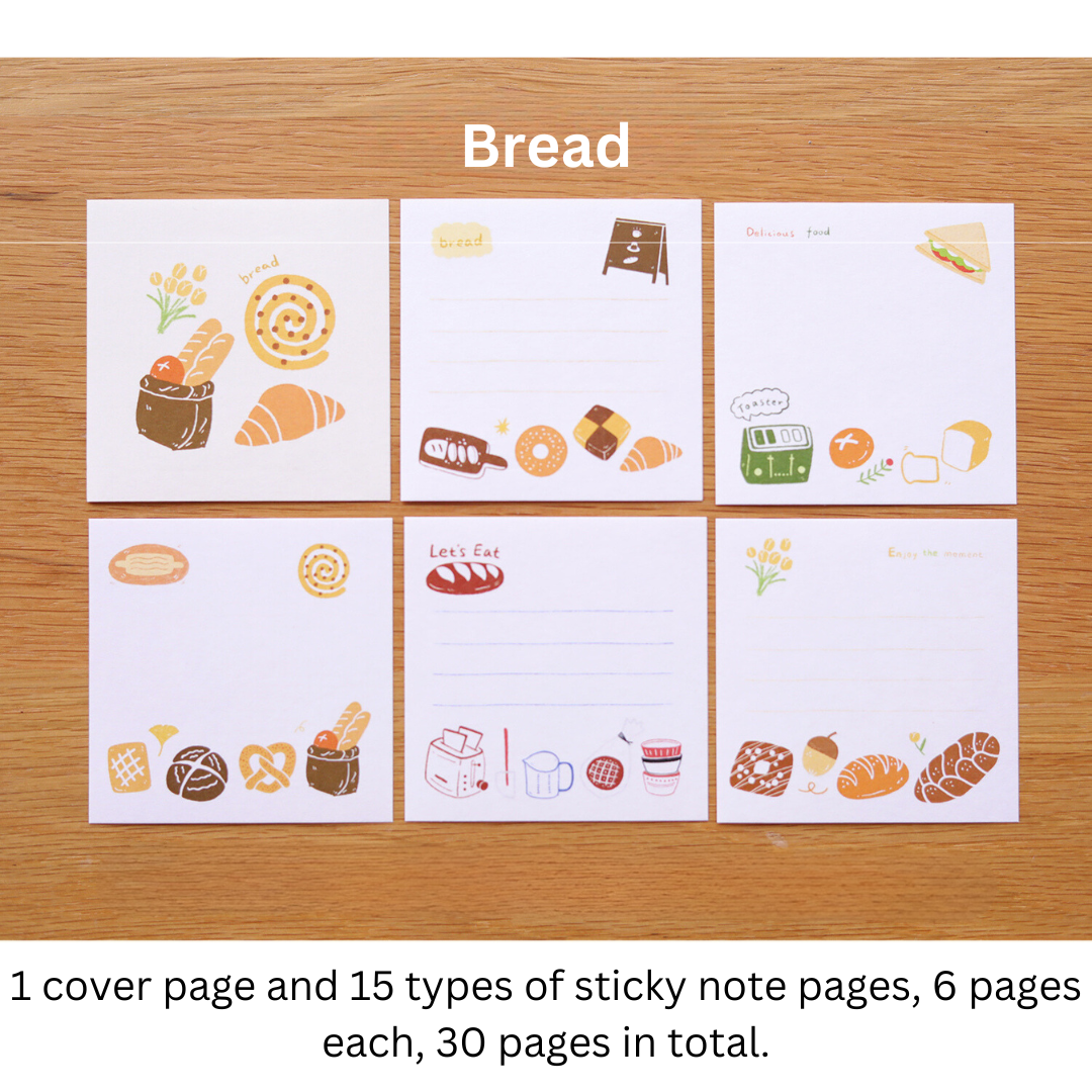 Coffee/Dessert/Bread Hand-Painted Mini Notepads