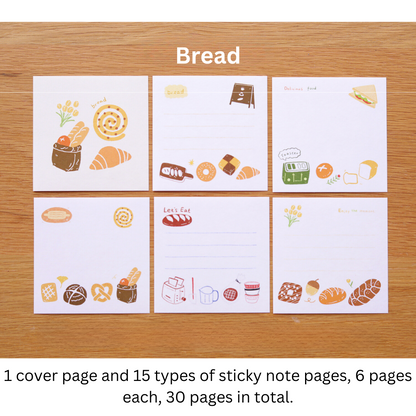 Coffee/Dessert/Bread Hand-Painted Mini Notepads