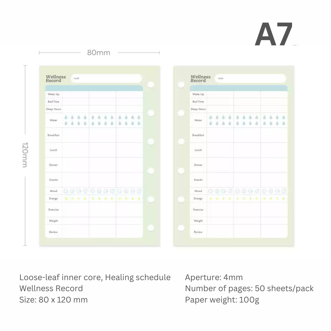 Loose-leaf A7/M5 Paper Refill  Original Design Function Schedule Plan with Holes