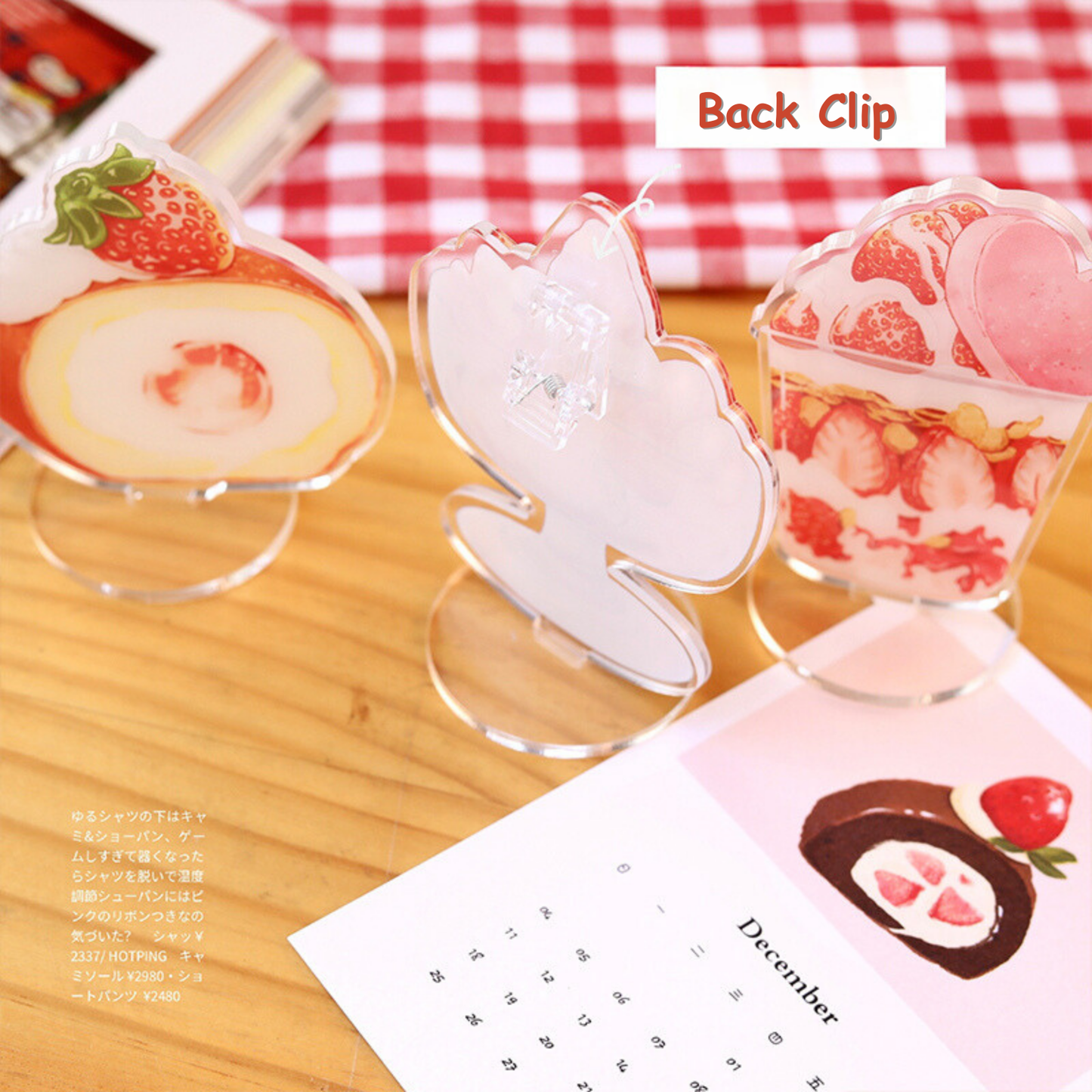 Strawberry Dessert Acrylic Note Holder Stand