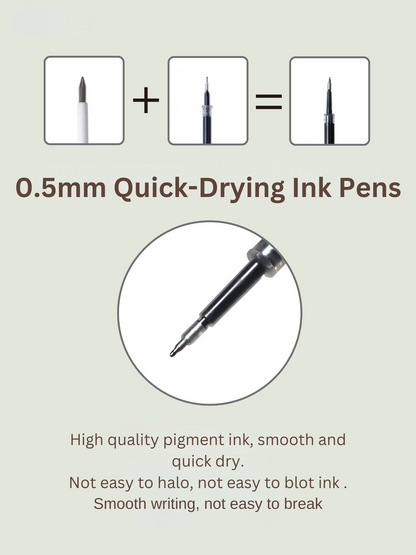 Quick Dry Smooth Black Ink Pens, 0.5mm