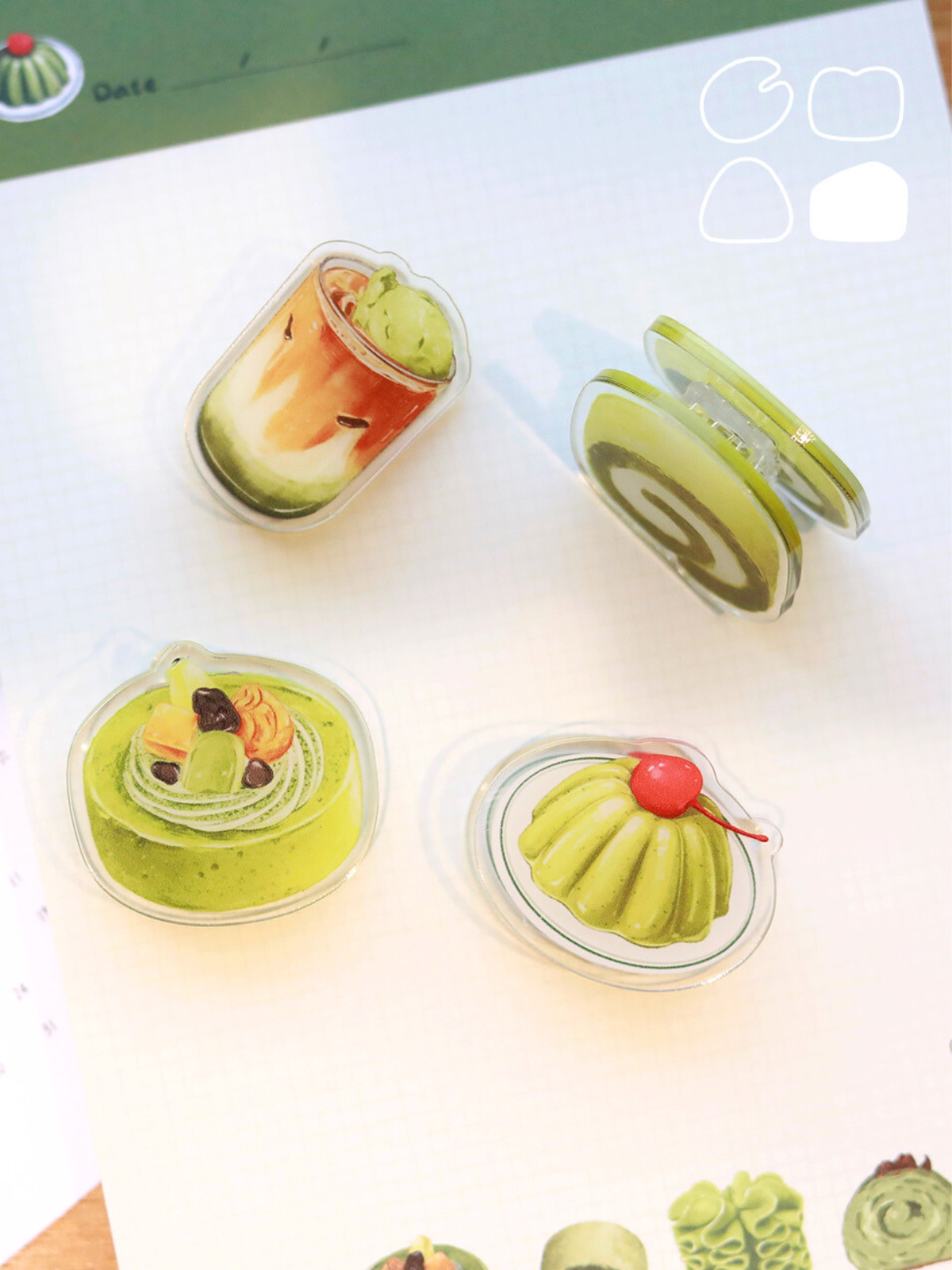 Matcha Collection Note, Message Clips, 4PCS – ChicChoi