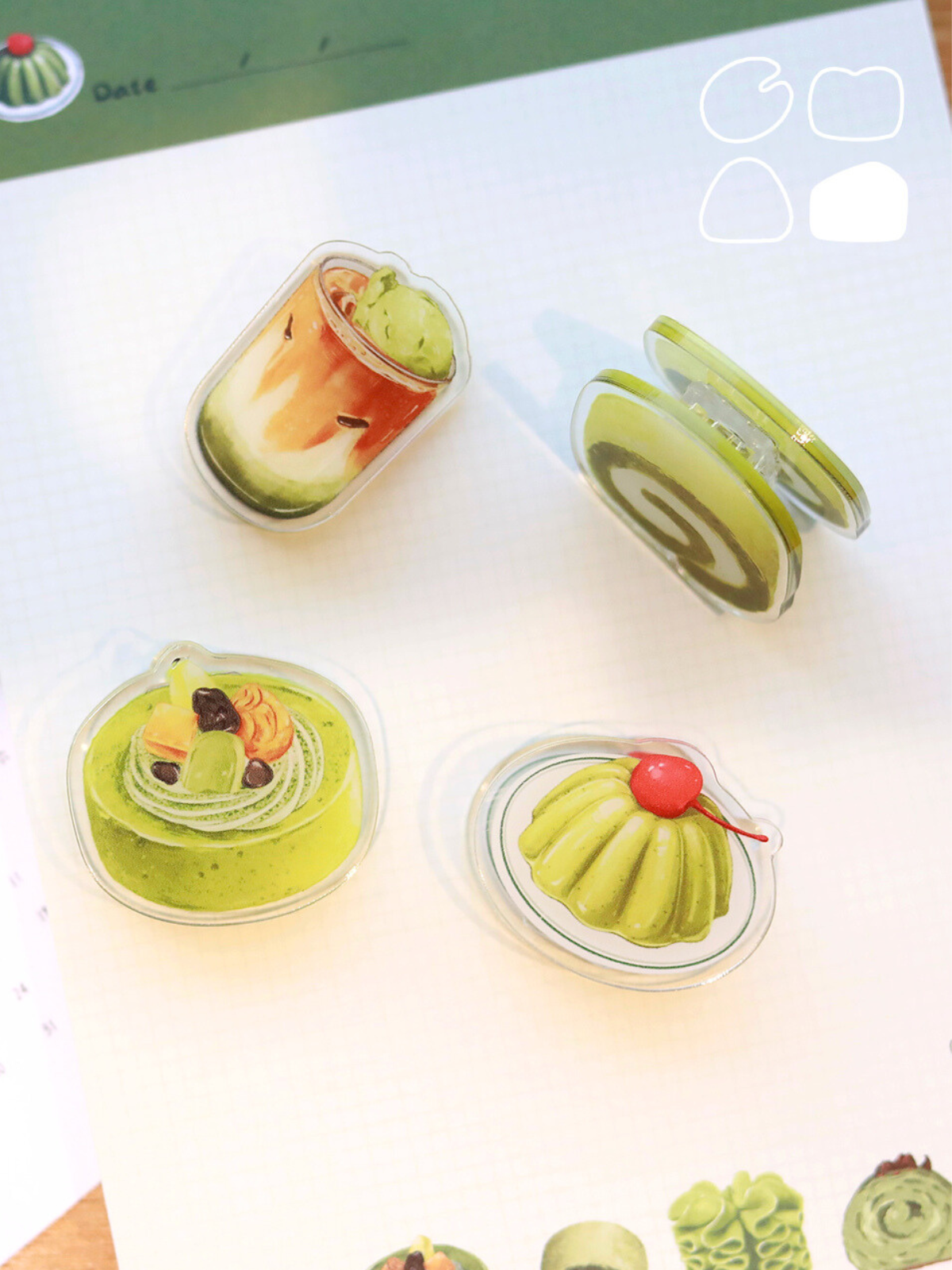 Matcha Collection Note, Message Clips, 4PCS