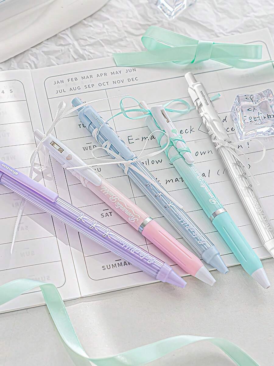 4pcs Soft Ribbon Gel Pens Set 0.38mm/0.5mm Ballpoint