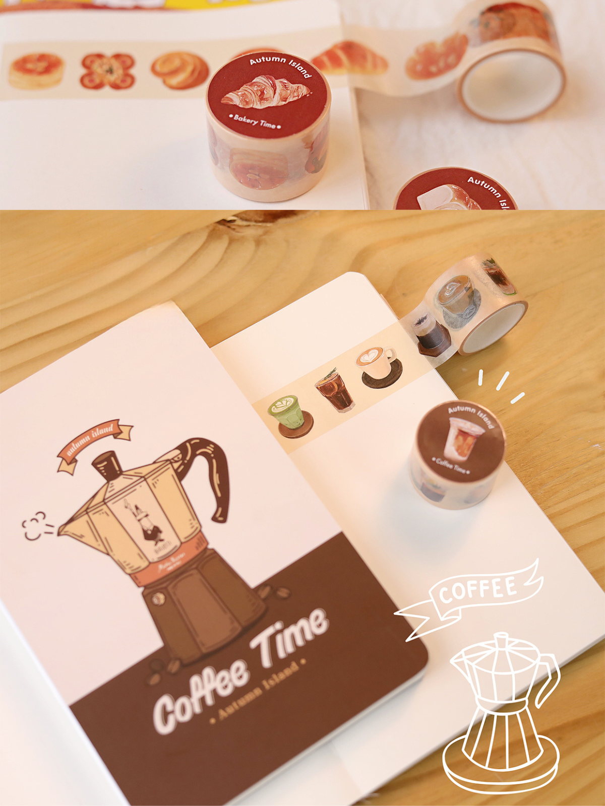 Coffee & Backery Time Original Illustration Washi Tape