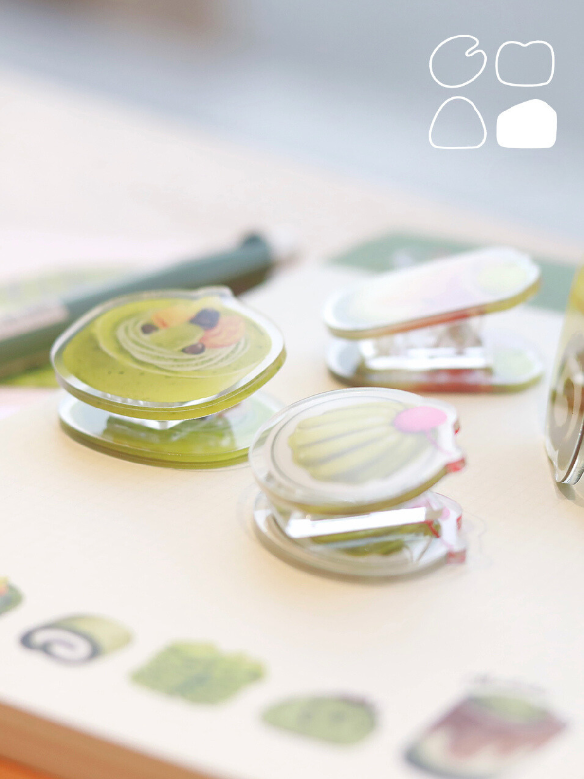 Matcha Collection Note, Message Clips, 4PCS