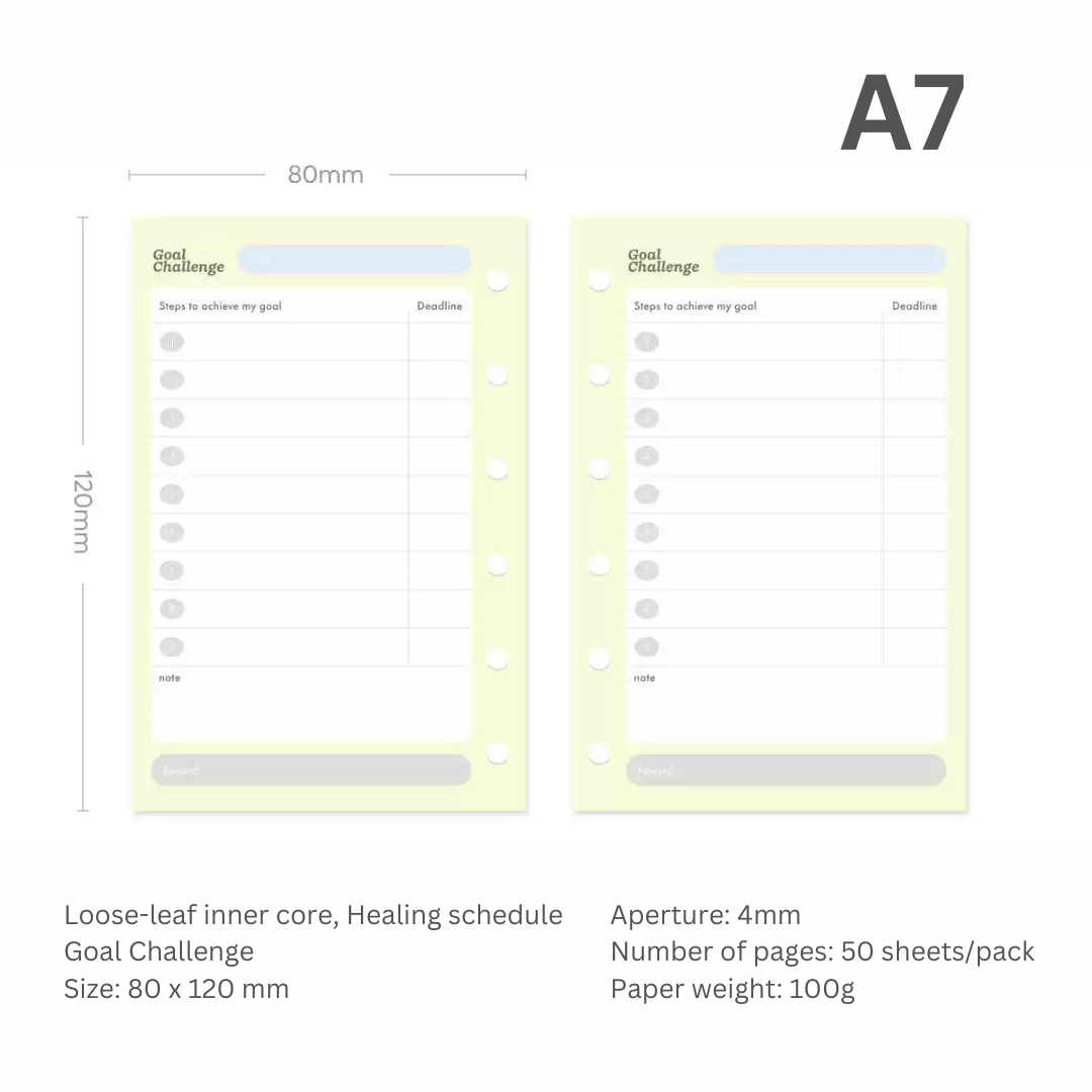 Loose-leaf A7/M5 Paper Refill  Original Design Function Schedule Plan with Holes