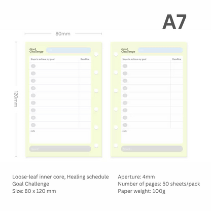 Loose-leaf A7/M5 Paper Refill  Original Design Function Schedule Plan