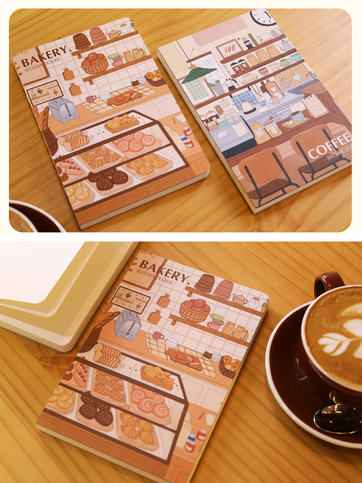 A5 Hard Cover Notebook – Coffee & Bread Illustration