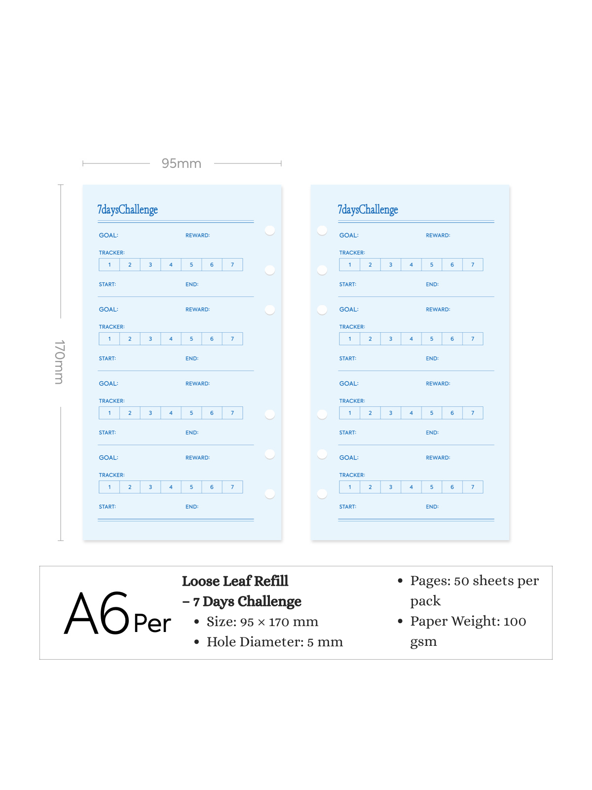 Refill Paper Inserts – A7 / M5 / A6 Sizes | Daily, Weekly, Monthly Planners & More