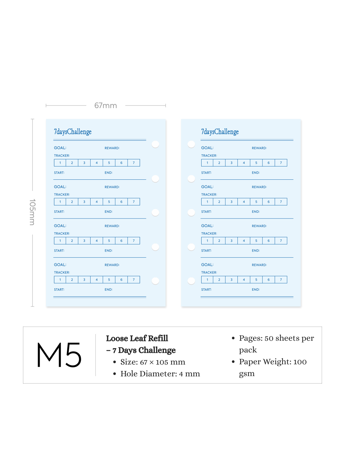 Refill Paper Inserts – A7 / M5 / A6 Sizes | Daily, Weekly, Monthly Planners & More