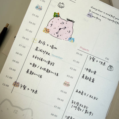 Undated Yearly Comic Cat B6 Bullet Journal Planner