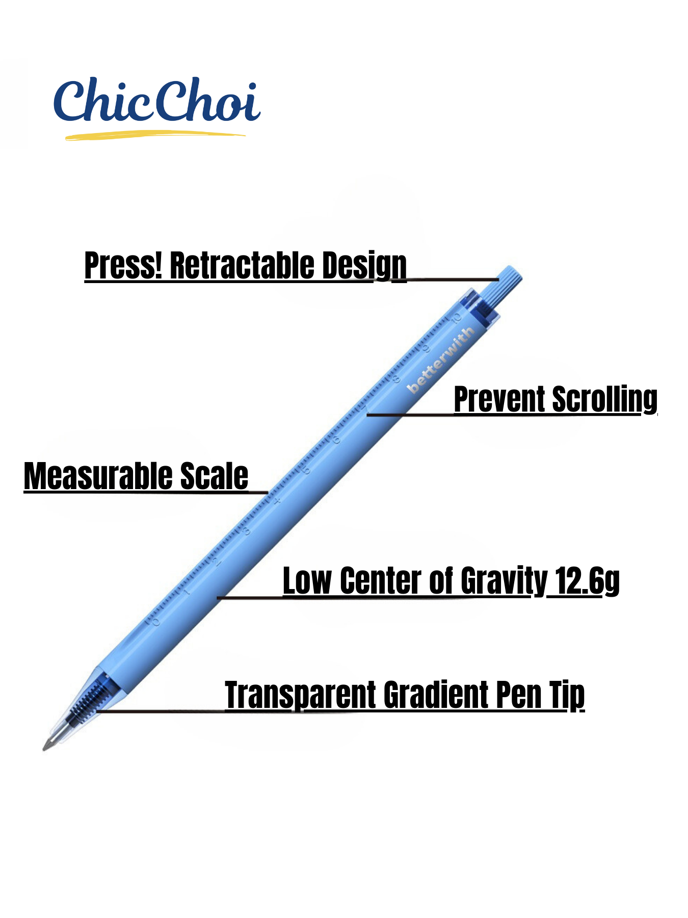 Low Gravity Bullet Tip Measurable Smooth Pen 0.5mm