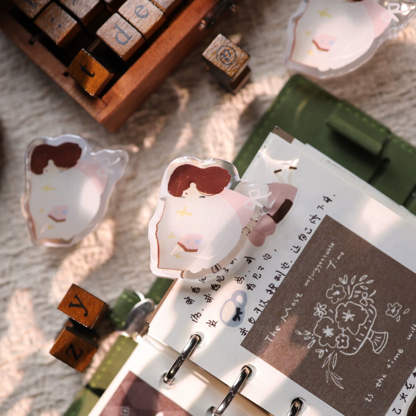 Girl & Bear Cute Acrylic Resin Paper Clips
