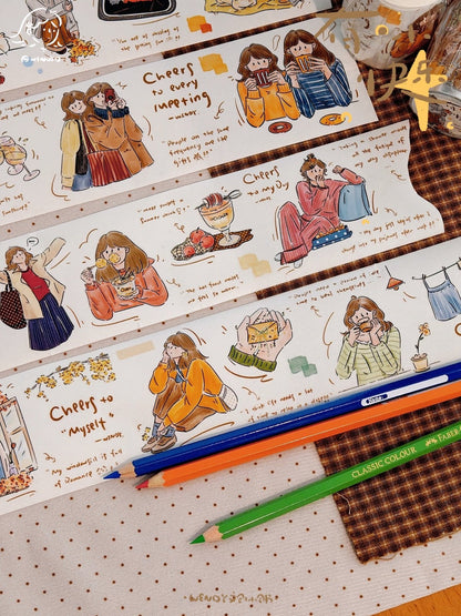 A Little Bit of Happiness Illustrated Washi & PET Sticker Tape