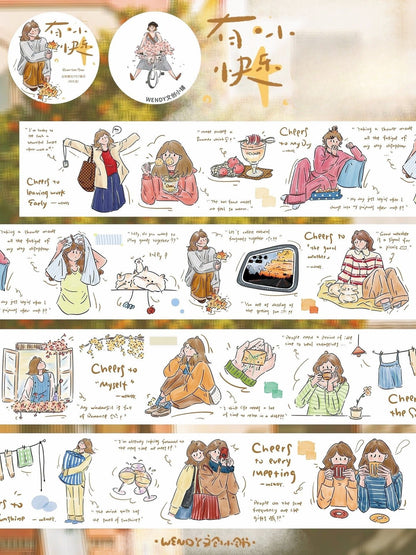 A Little Bit of Happiness Illustrated Washi & PET Sticker Tape