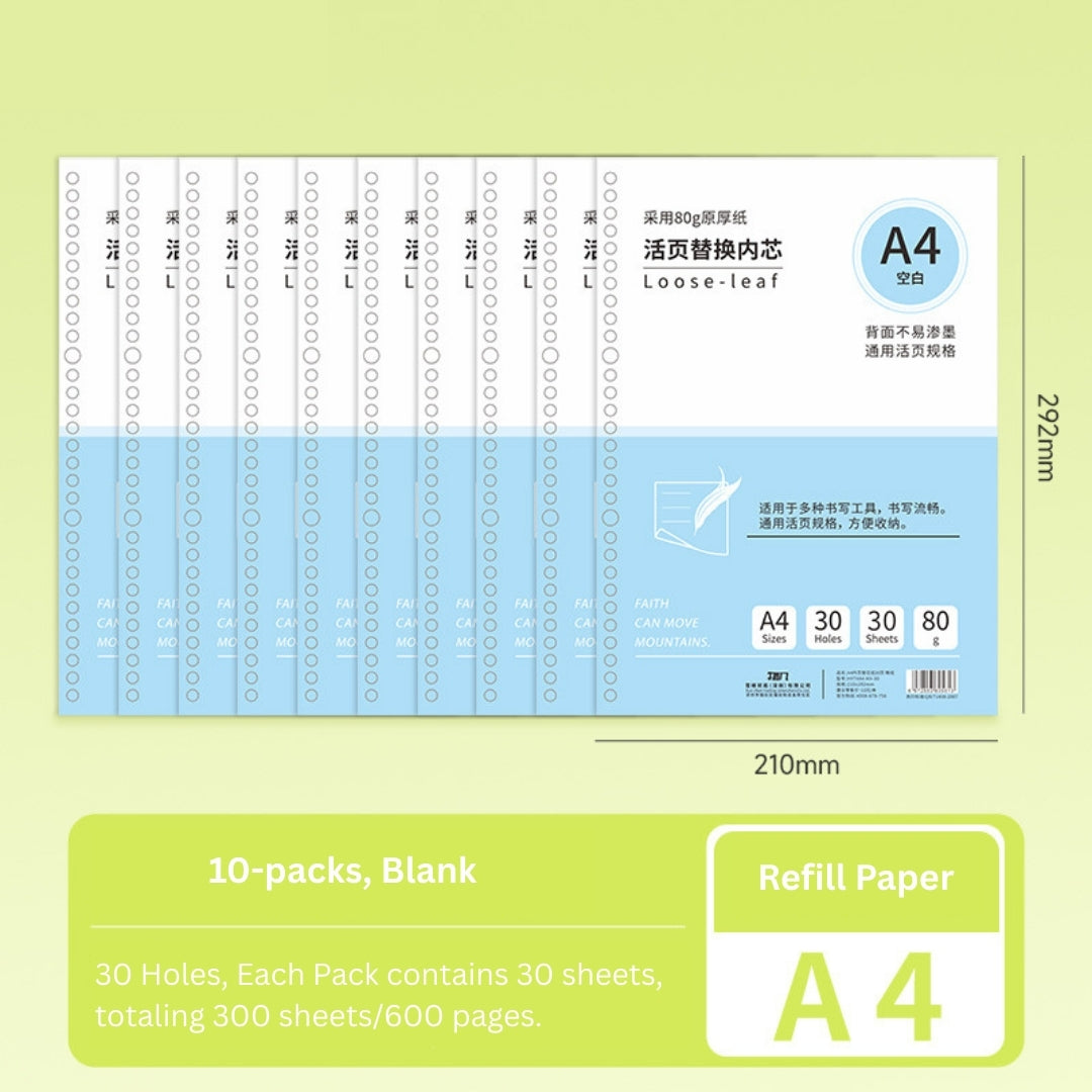 Loose-Leaf Refill Inserts – B5 / A5 / A4 Sizes