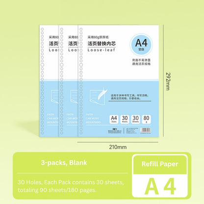 Loose-Leaf Refill Inserts – B5 / A5 / A4 Sizes