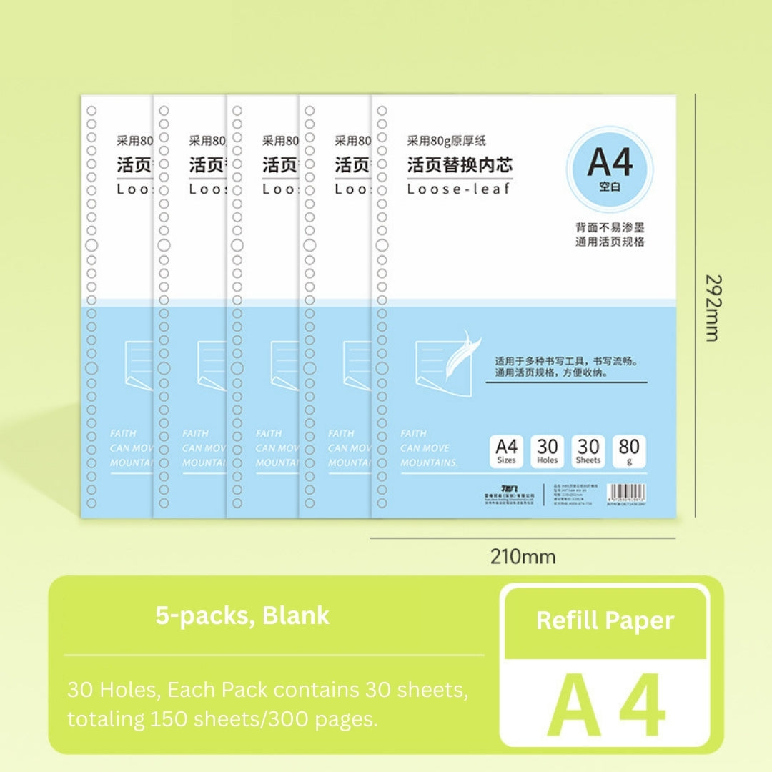 Loose-Leaf Refill Inserts – B5 / A5 / A4 Sizes