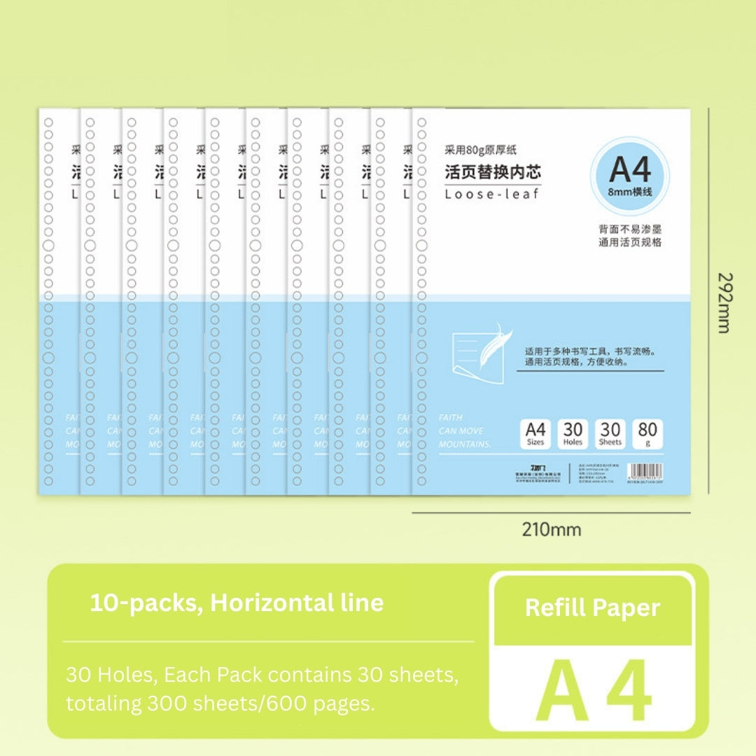 Loose-Leaf Refill Inserts – B5 / A5 / A4 Sizes