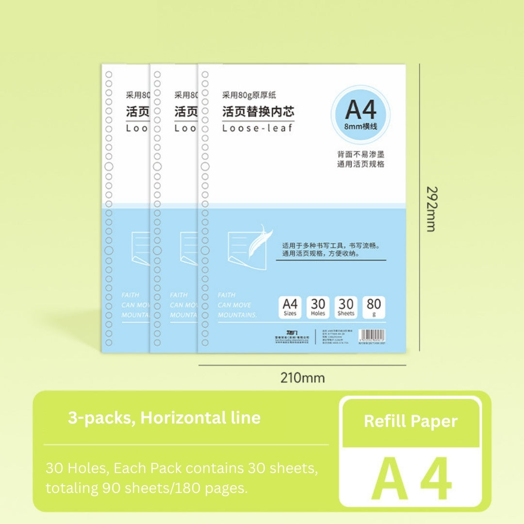 Loose-Leaf Refill Inserts – B5 / A5 / A4 Sizes
