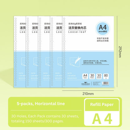Loose-Leaf Refill Inserts – B5 / A5 / A4 Sizes