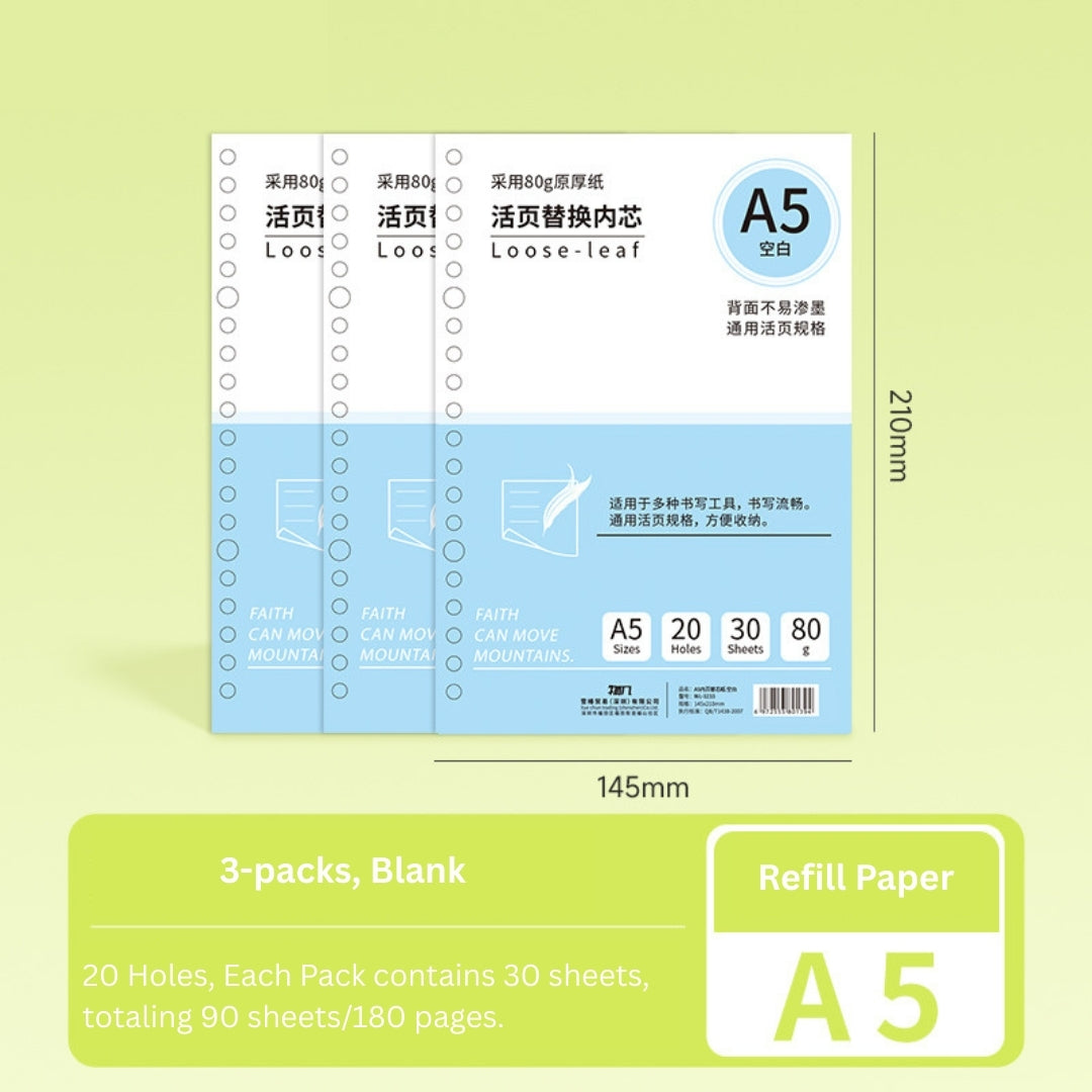 Loose-Leaf Refill Inserts – B5 / A5 / A4 Sizes